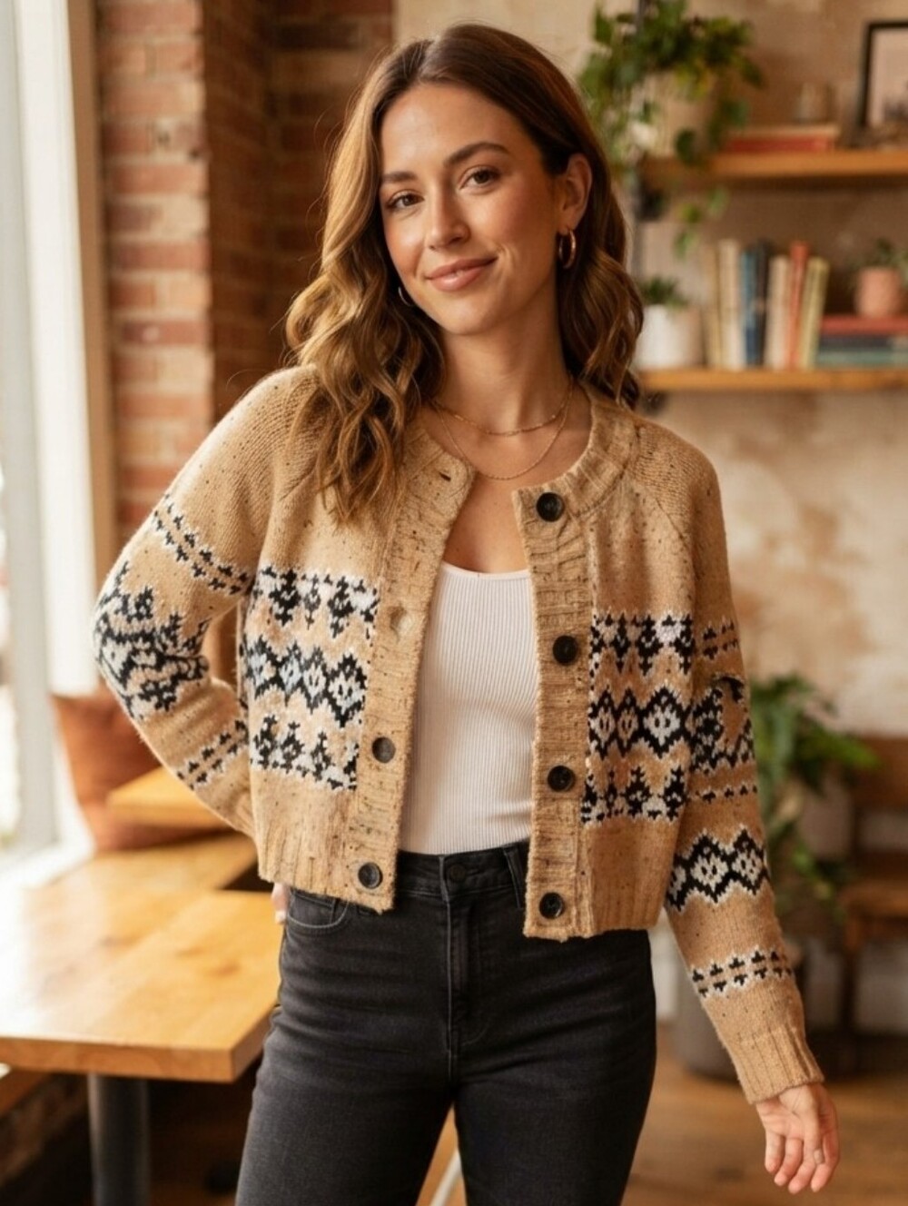 439. NWT - ENGLISH FACTORY Fair Isle Button Up Cardigan